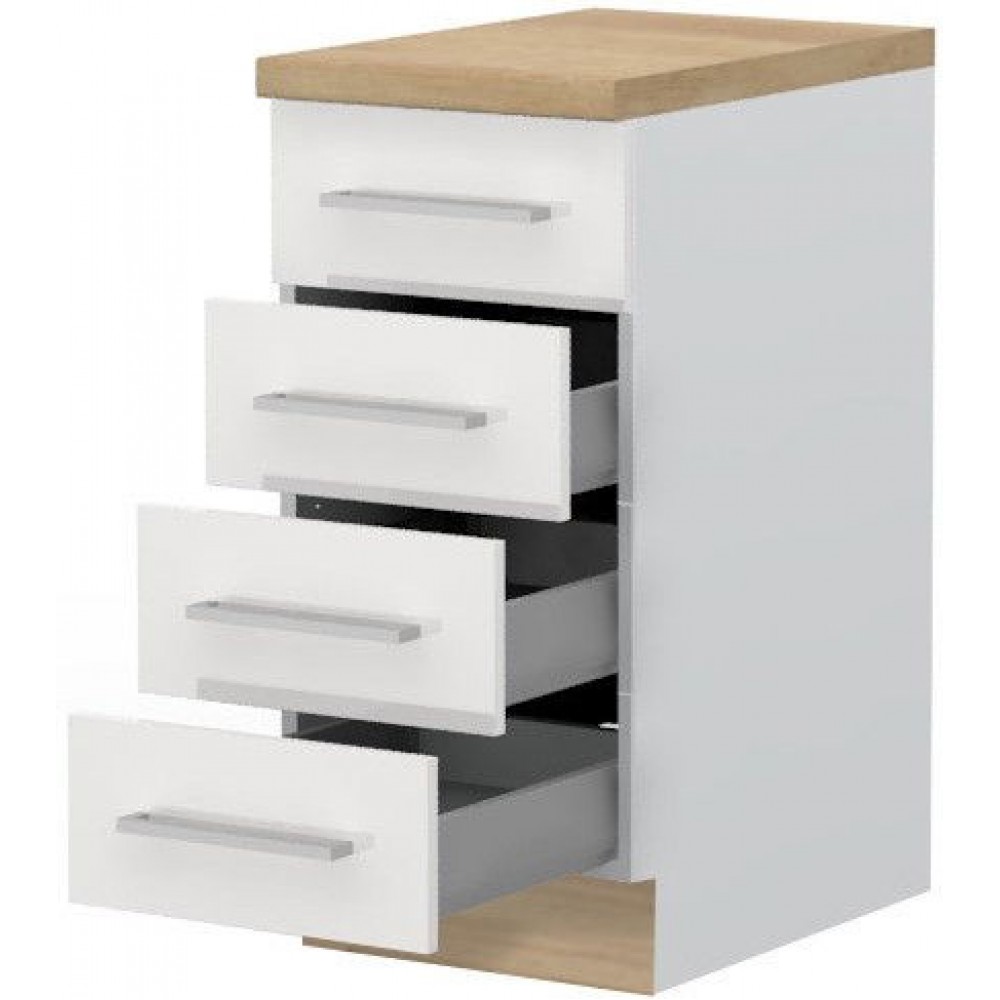 Επιδαπέδιο ντουλάπι Hudson R-40-4M BOX-Λευκό - Λευκό γυαλιστερό