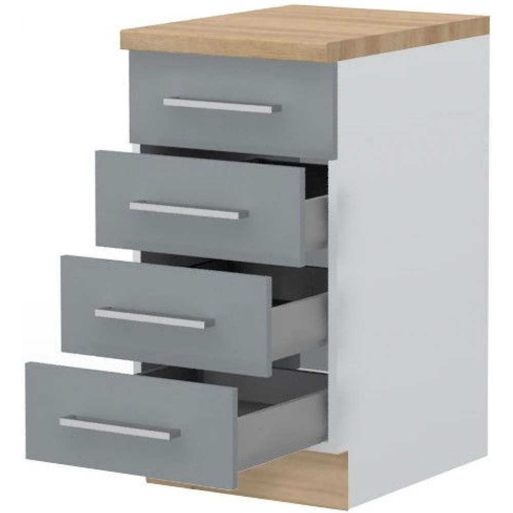 Επιδαπέδιο ντουλάπι Hudson R-45-4MBOX-Λευκό - Γκρι