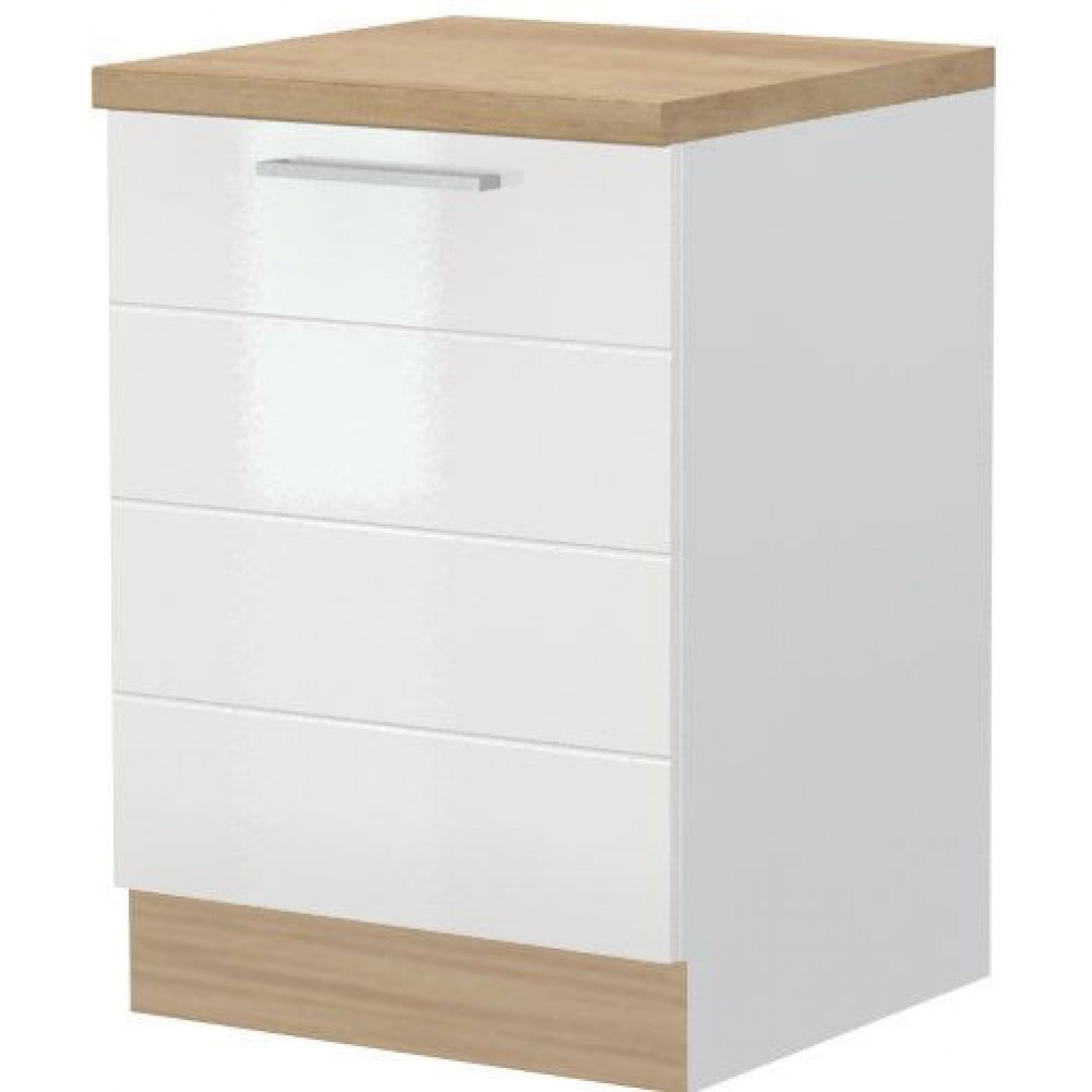 Επιδαπέδιο ντουλάπι Hudson R-60-1K-Λευκό - Λευκό γυαλιστερό