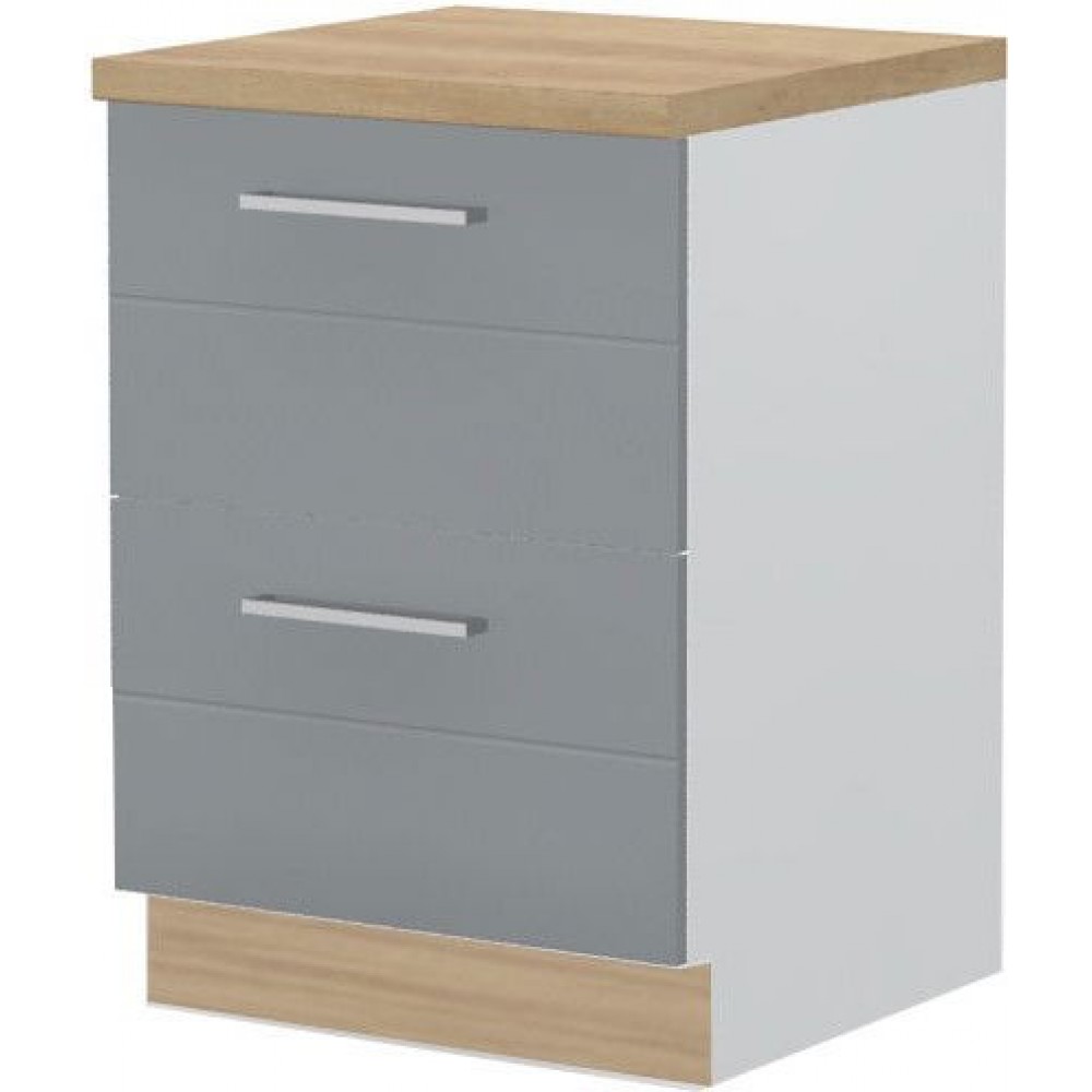 Επιδαπέδιο ντουλάπι Hudson R-60-2F-Λευκό - Γκρι