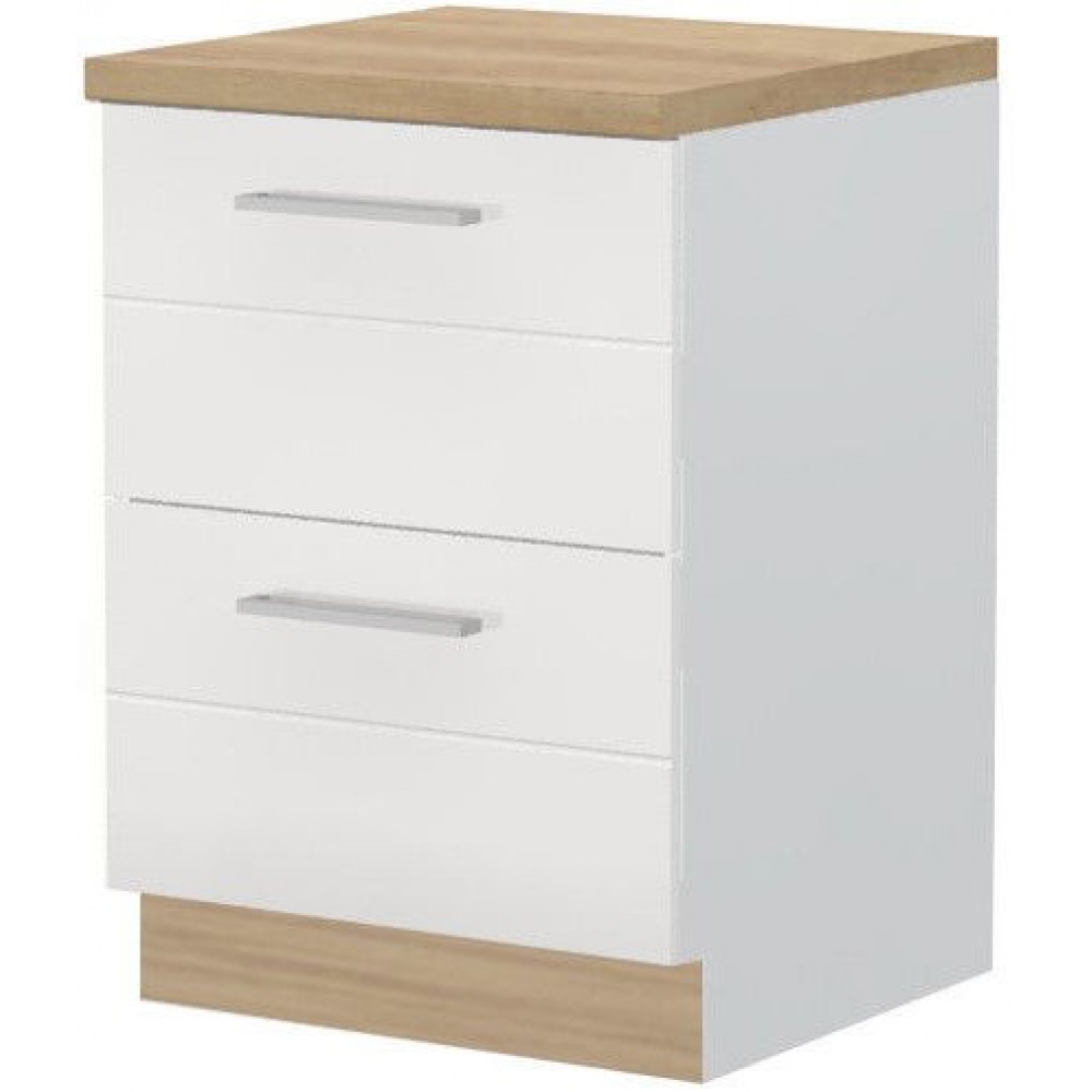 Επιδαπέδιο ντουλάπι Hudson R-60-2F-Λευκό - Λευκό γυαλιστερό