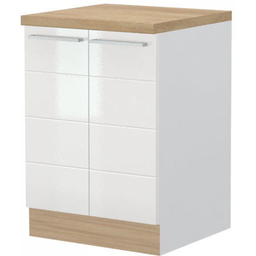 Επιδαπέδιο ντουλάπι Hudson R-60-2K-Λευκό - Λευκό γυαλιστερό