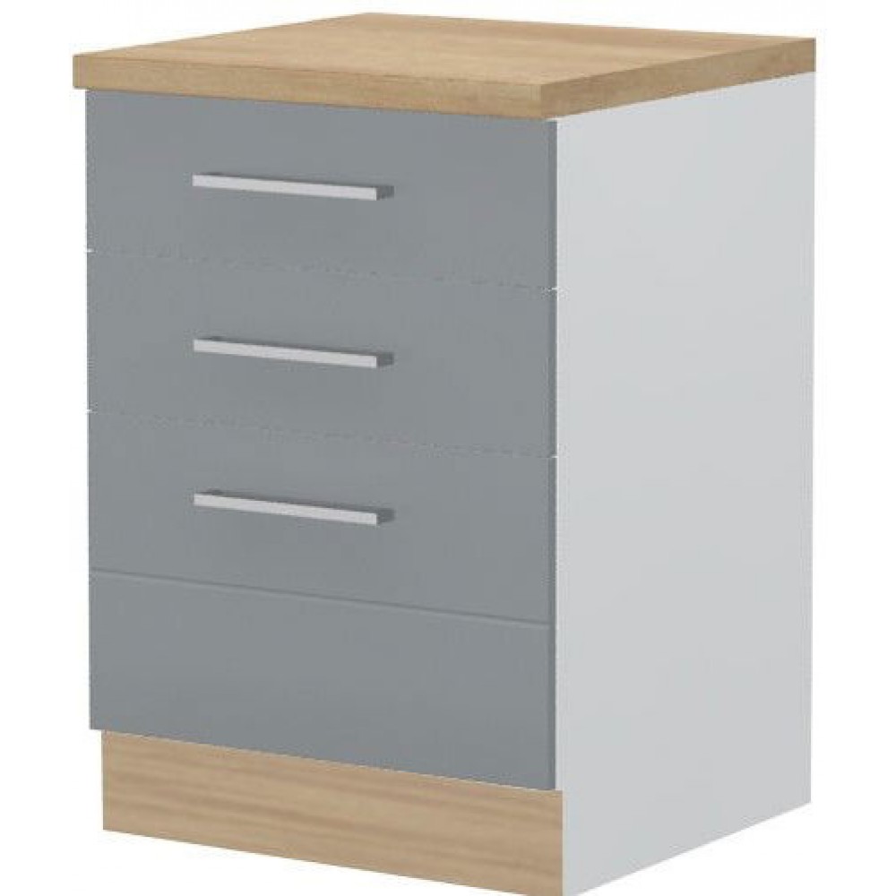 Επιδαπέδιο ντουλάπι Hudson R-60-3F-Λευκό - Γκρι