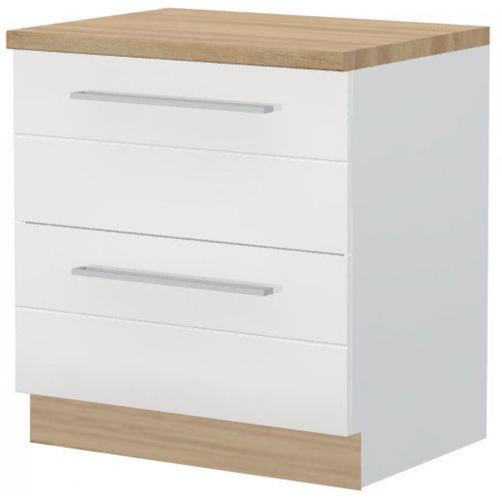 Επιδαπέδιο ντουλάπι Hudson R-80-2F-Λευκό - Λευκό γυαλιστερό