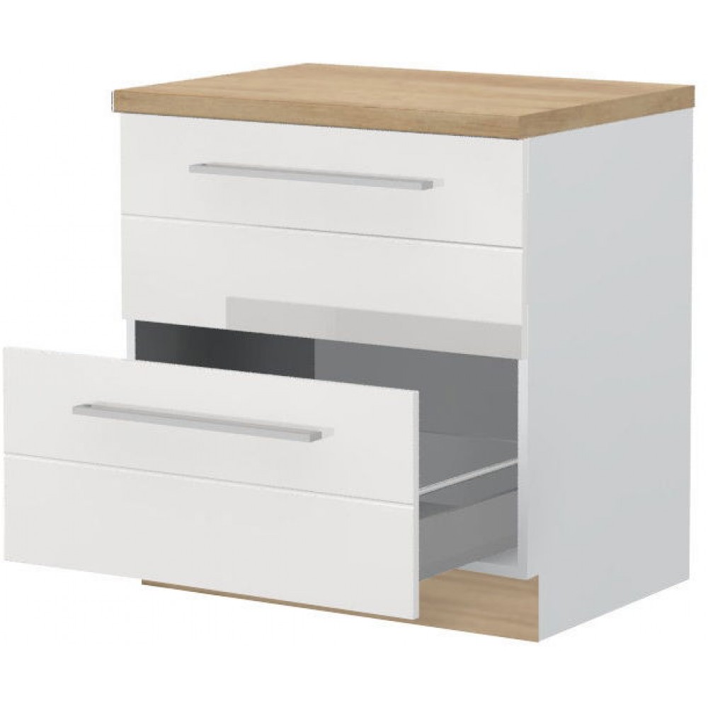 Επιδαπέδιο ντουλάπι Hudson R-80-2MBOX-Λευκό - Λευκό γυαλιστερό