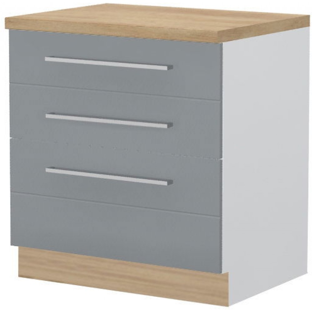 Επιδαπέδιο ντουλάπι Hudson R-80-3F-Λευκό - Γκρι