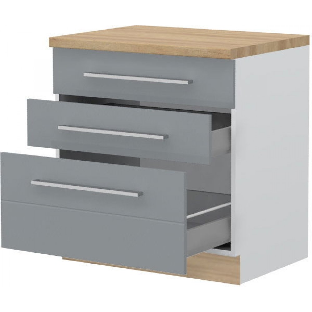 Επιδαπέδιο ντουλάπι Hudson R-80-3MBOX-Λευκό - Γκρι