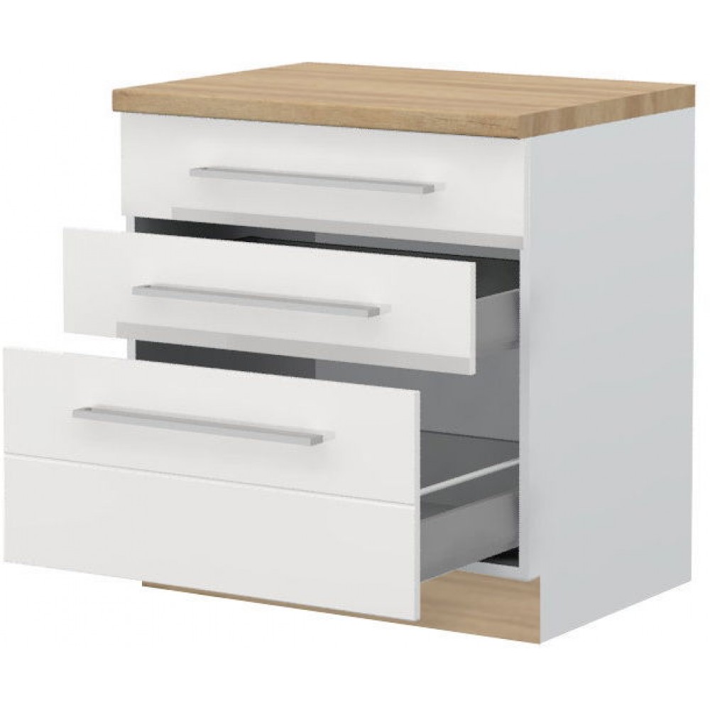 Επιδαπέδιο ντουλάπι Hudson R-80-3MBOX-Λευκό - Λευκό γυαλιστερό