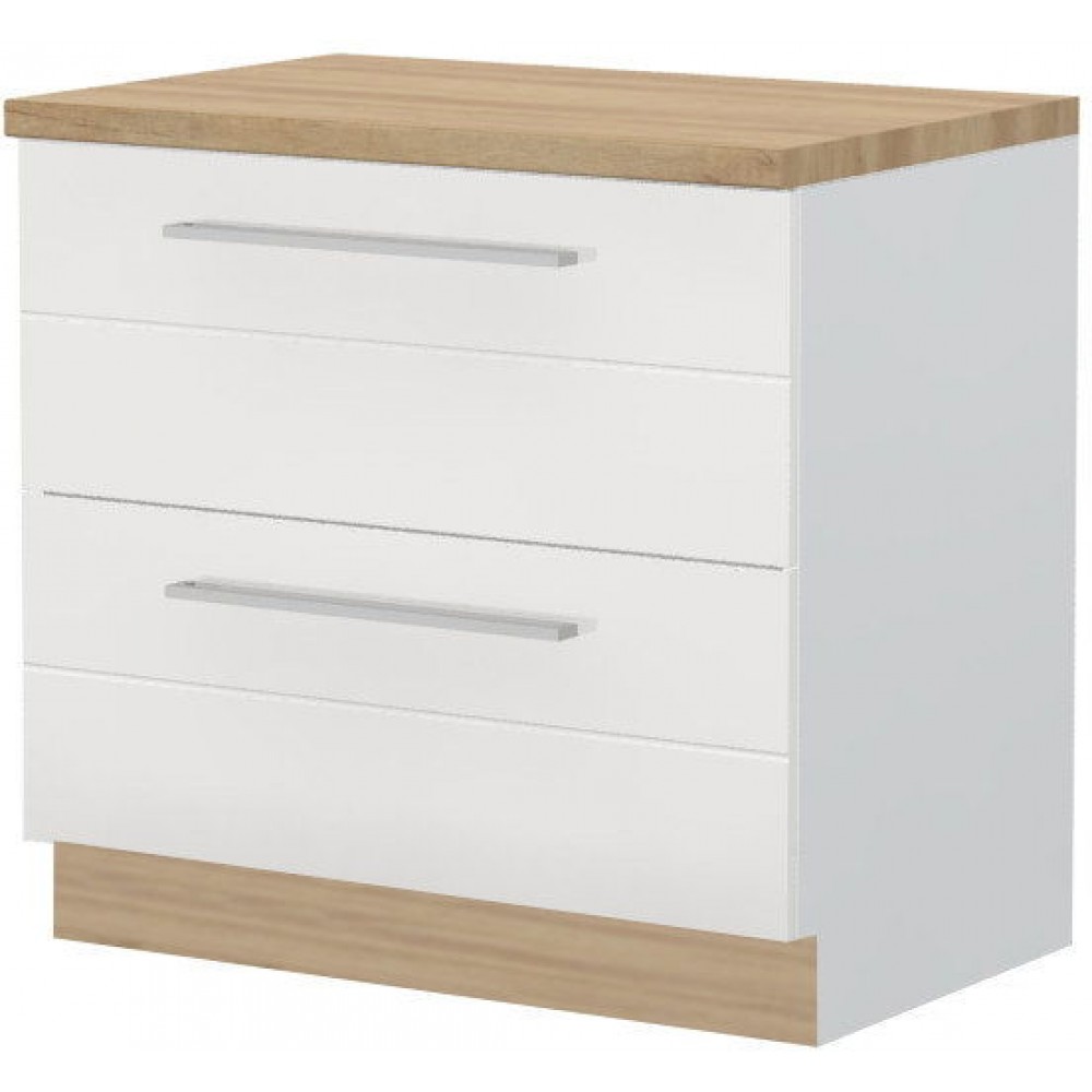 Επιδαπέδιο ντουλάπι Hudson R-90-2F-Λευκό - Λευκό γυαλιστερό