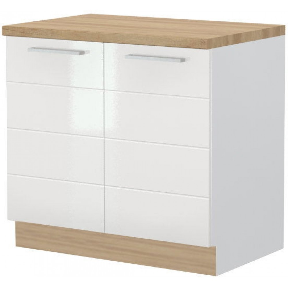 Επιδαπέδιο ντουλάπι Hudson R-90-2K-Λευκό - Λευκό γυαλιστερό