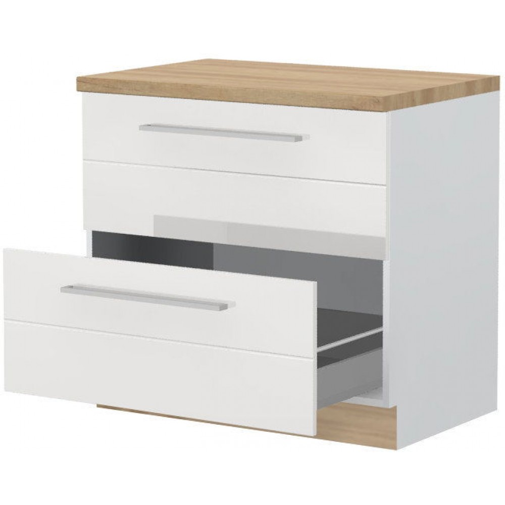 Επιδαπέδιο ντουλάπι Hudson R-90-2MBOX-Λευκό - Λευκό γυαλιστερό