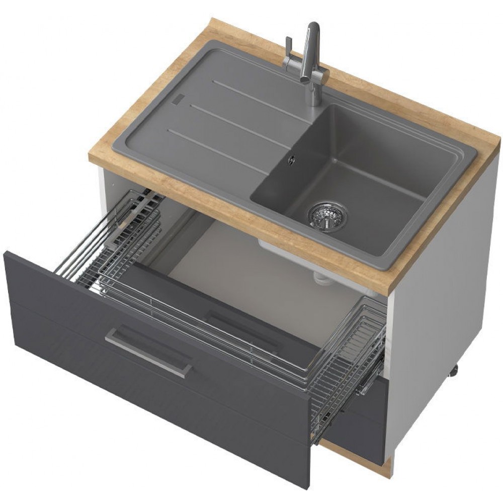 Επιδαπέδιο ντουλάπι Hudson R-90-2MZ-Λευκό - Γκρι