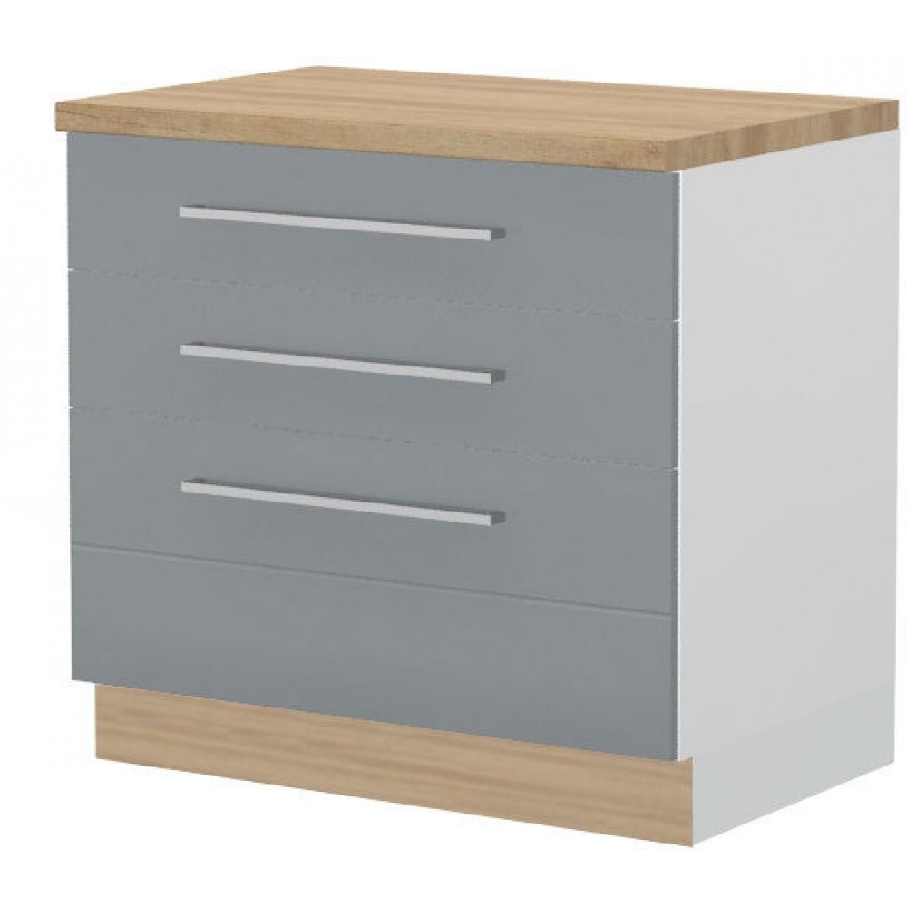 Επιδαπέδιο ντουλάπι Hudson R-90-3F-Λευκό - Γκρι