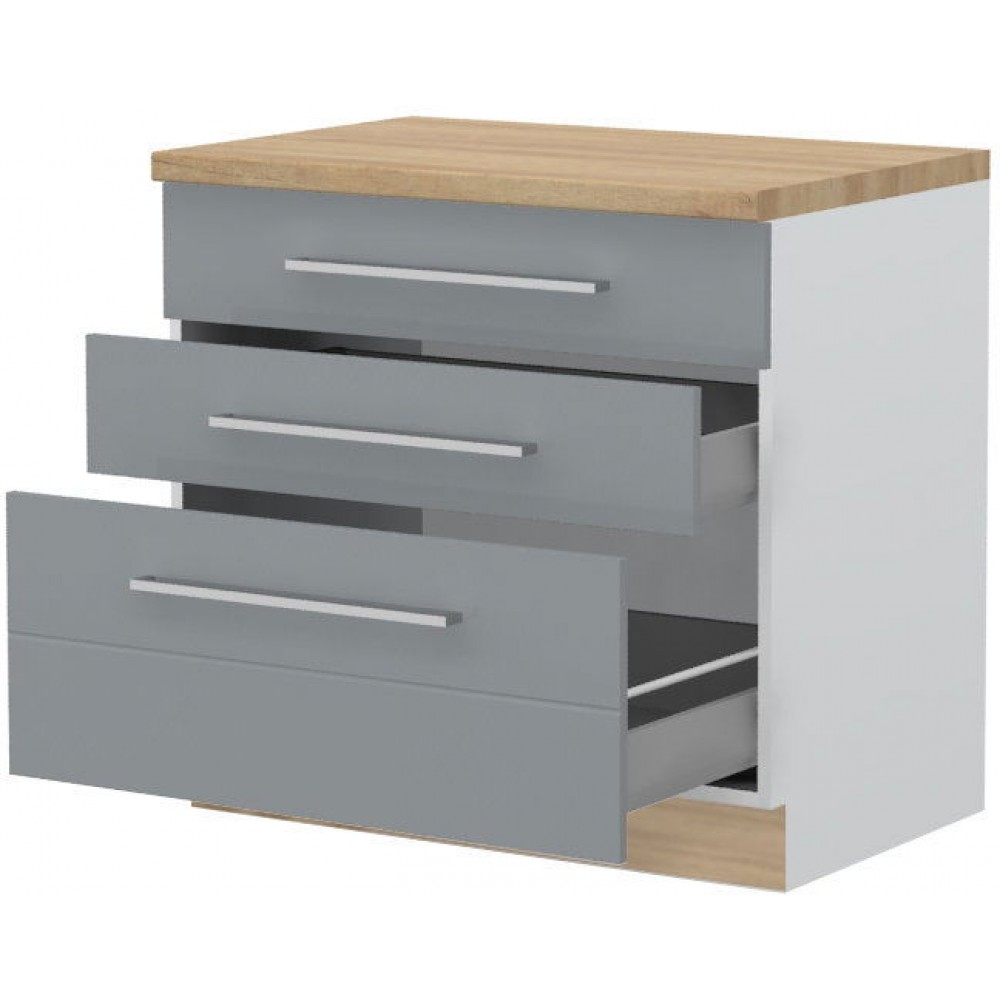 Επιδαπέδιο ντουλάπι Hudson R-90-3MBOX-Λευκό - Γκρι