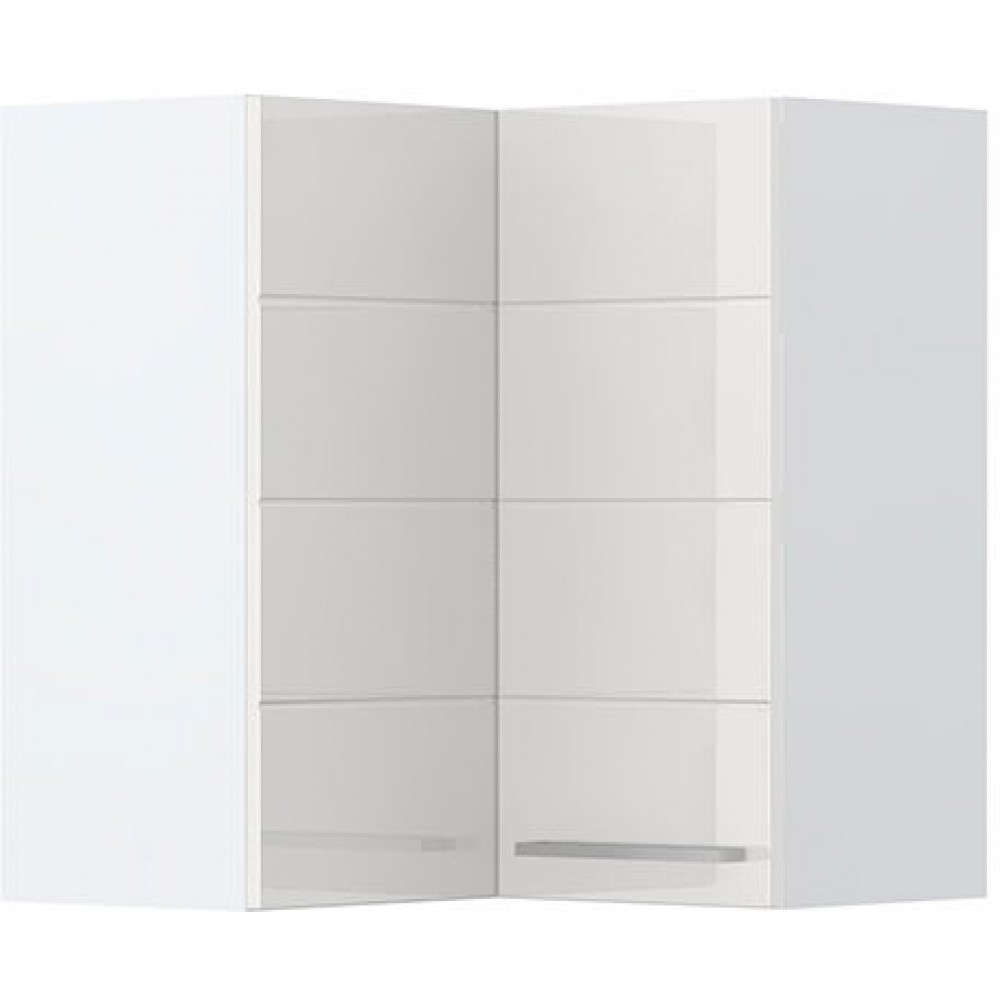 Ντουλάπι κρεμαστό γωνιακό Hudson V7-UG-2K-Λευκό - Λευκό γυαλιστερό