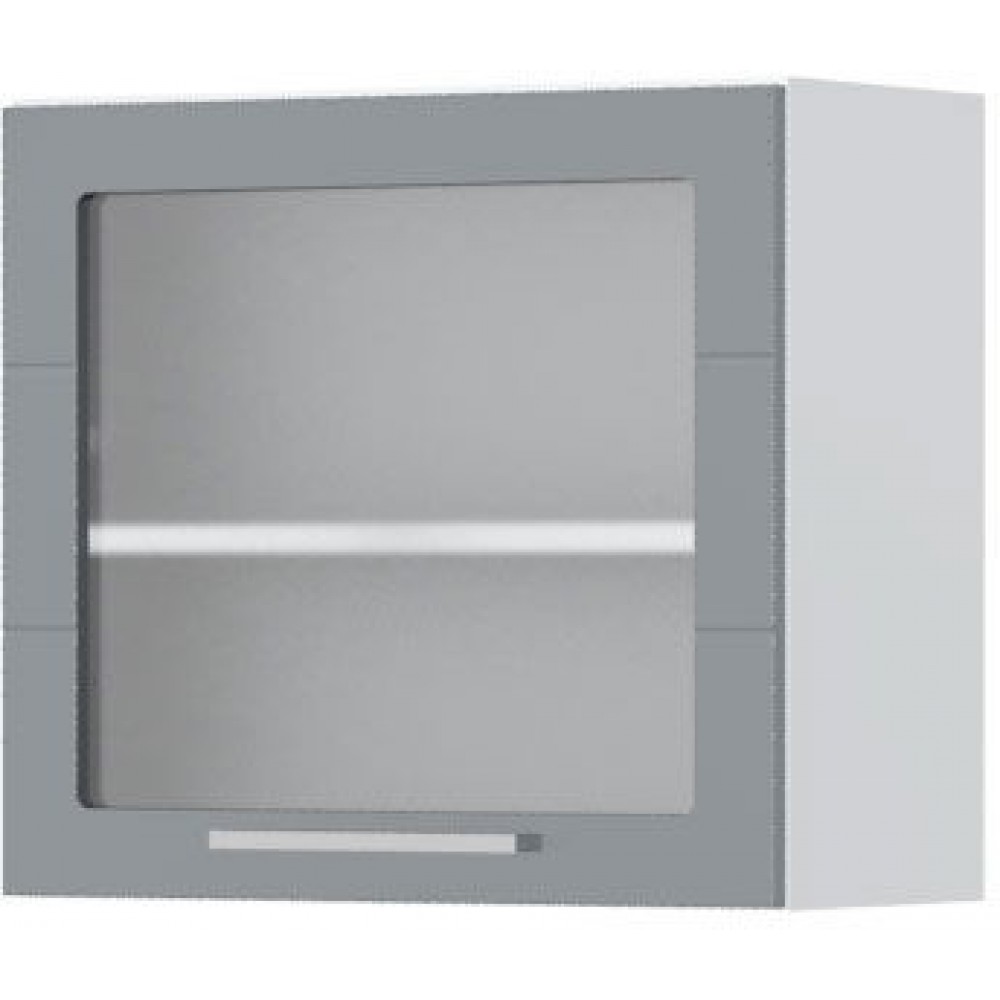 Ντουλάπι κρεμαστό Hudson V5-60-1KS με βιτρίνα-Λευκό - Γκρι