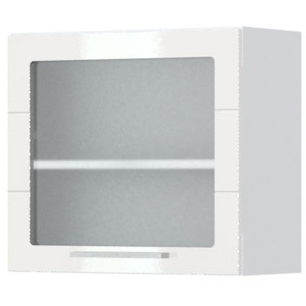 Ντουλάπι κρεμαστό Hudson V5-60-1KS με βιτρίνα-Λευκό - Λευκό γυαλιστερό