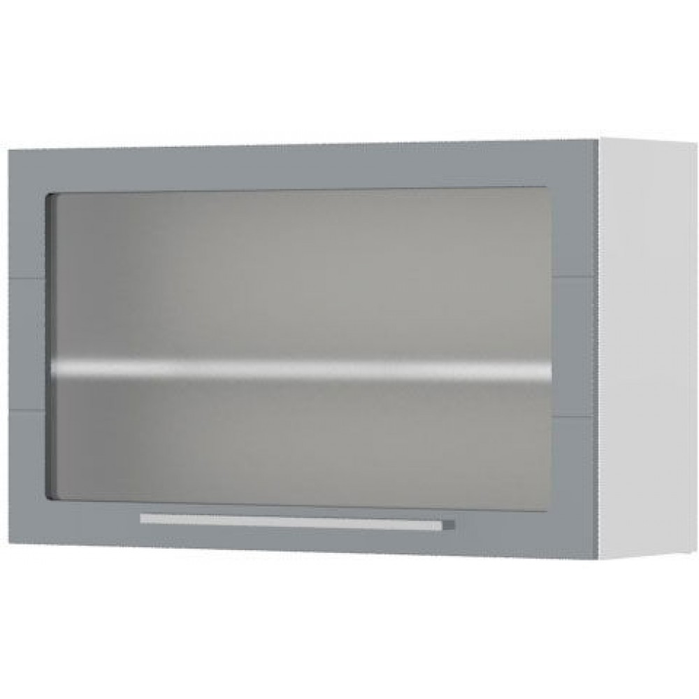 Ντουλάπι κρεμαστό Hudson V5-90-1KSP με βιτρίνα-Λευκό - Γκρι