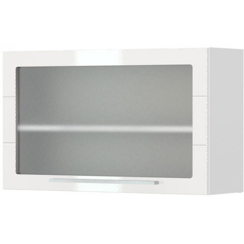 Ντουλάπι κρεμαστό Hudson V5-90-1KSP με βιτρίνα-Λευκό - Λευκό γυαλιστερό