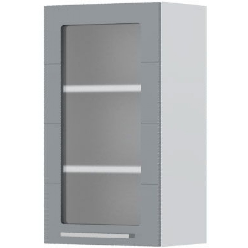 Ντουλάπι κρεμαστό Hudson V7-40-1KS με βιτρίνα-Λευκό - Γκρι