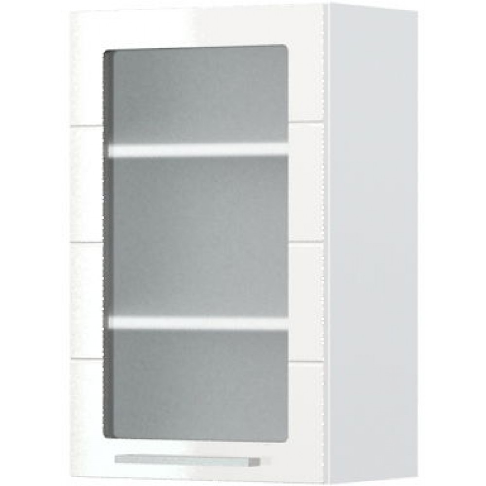 Ντουλάπι κρεμαστό Hudson V7-45-1KS με βιτρίνα-Λευκό - Λευκό γυαλιστερό