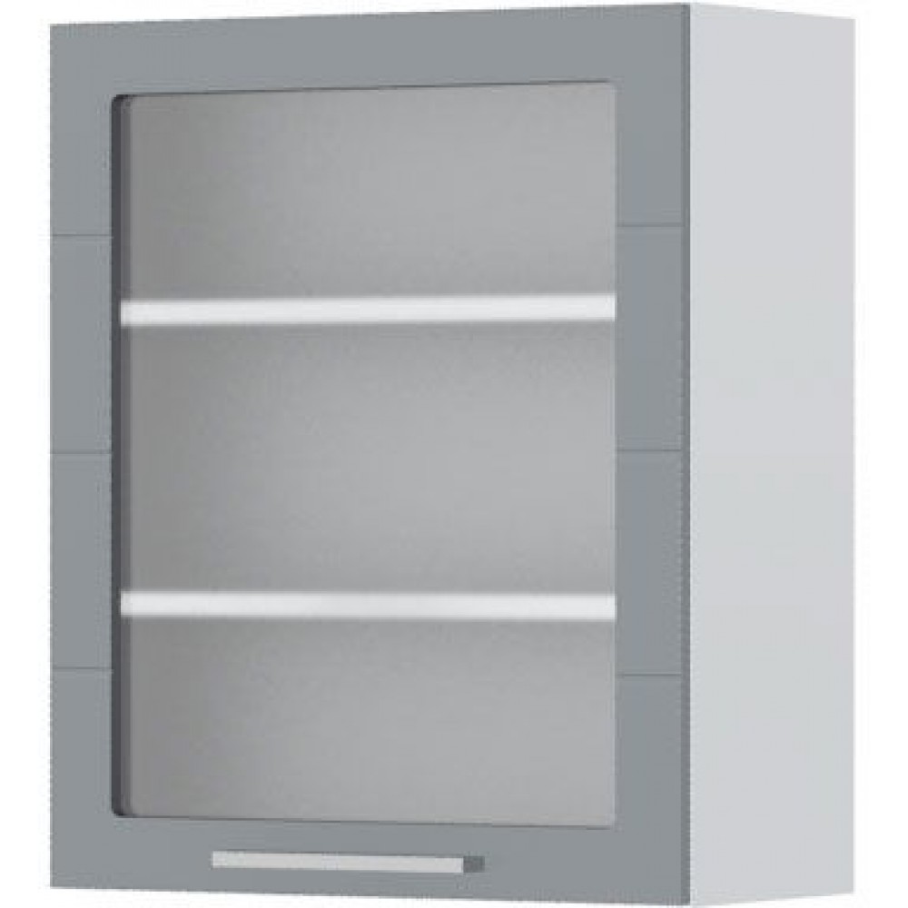 Ντουλάπι κρεμαστό Hudson V7-60-1KS με βιτρίνα-Λευκό - Γκρι