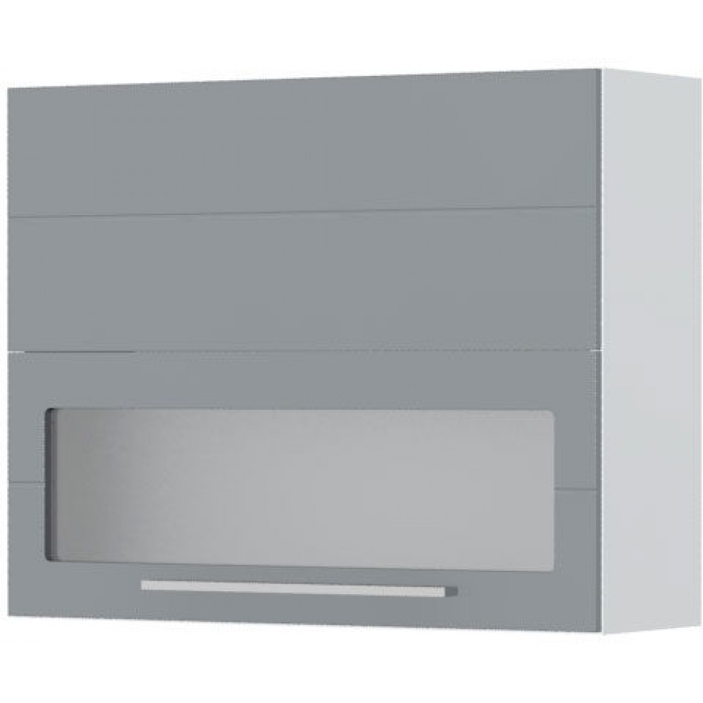 Ντουλάπι κρεμαστό Hudson V7-90-1K1SP με βιτρίνα-Λευκό - Γκρι