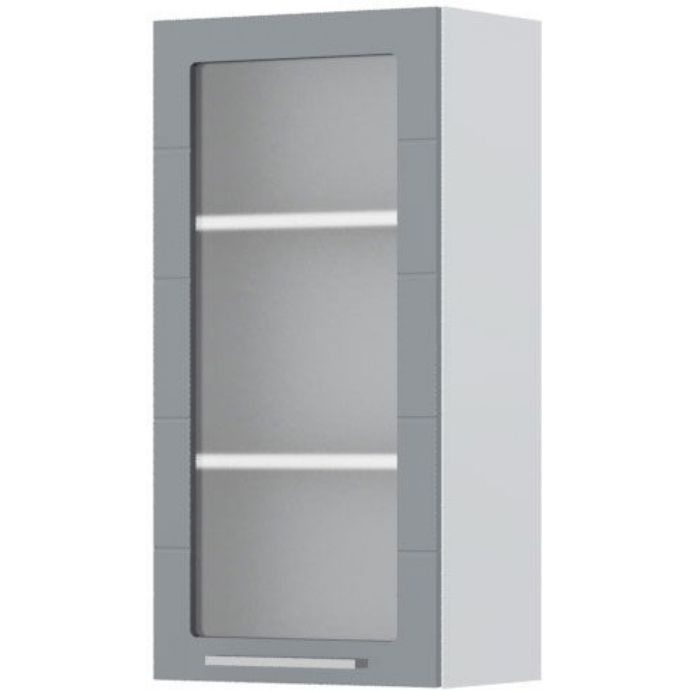 Ντουλάπι κρεμαστό Hudson V9-45-1KS με βιτρίνα-Λευκό - Γκρι