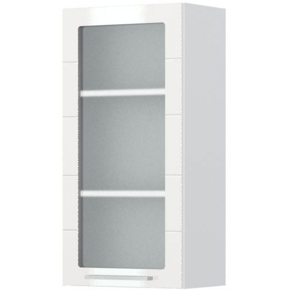 Ντουλάπι κρεμαστό Hudson V9-45-1KS με βιτρίνα-Λευκό - Λευκό γυαλιστερό