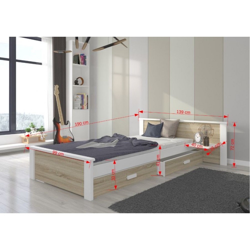 Παιδικό Κρεβάτι Avanta plus-180 x 80-Leuko-Anthraki 190x139x72