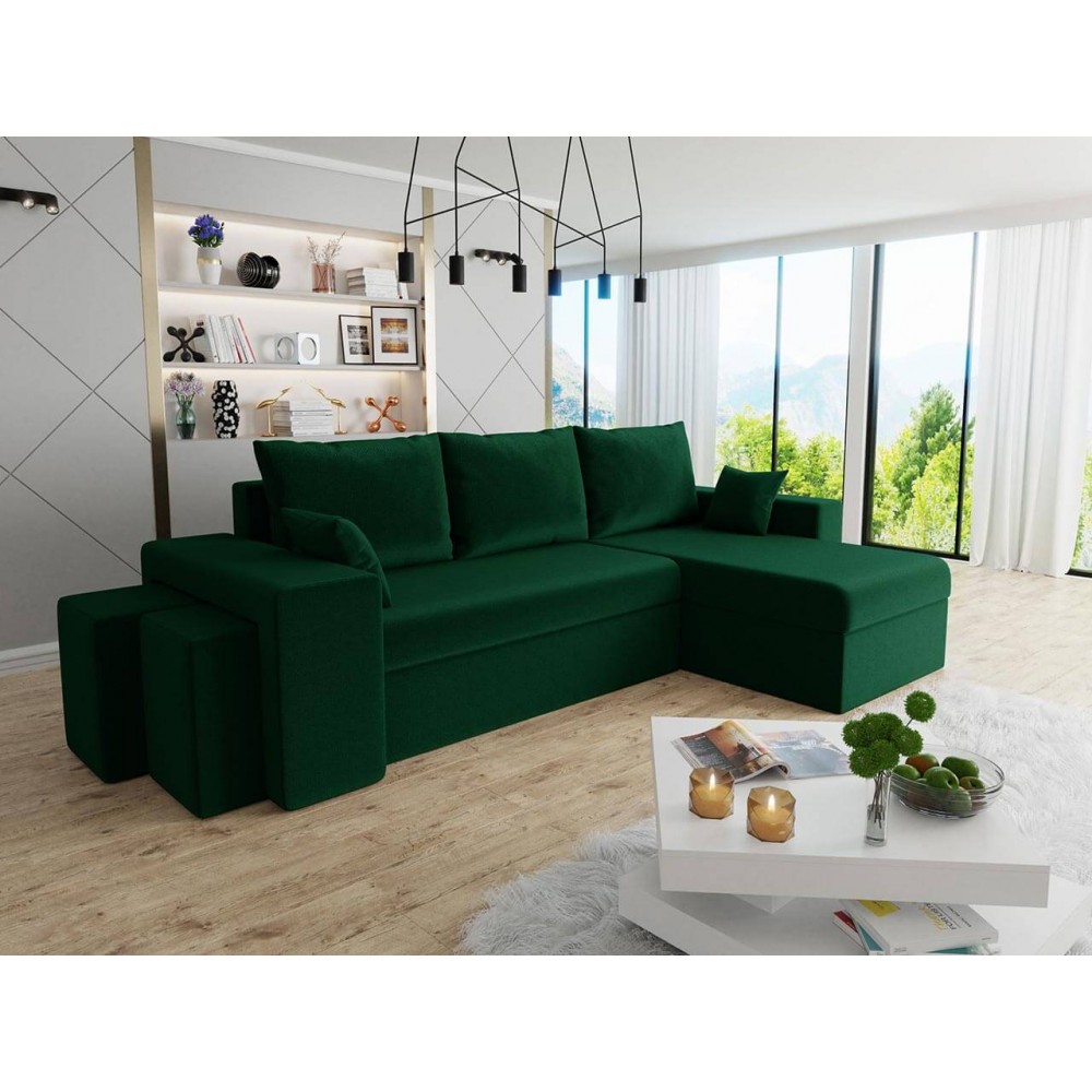 Γωνιακός καναπές Kansas-Prasino