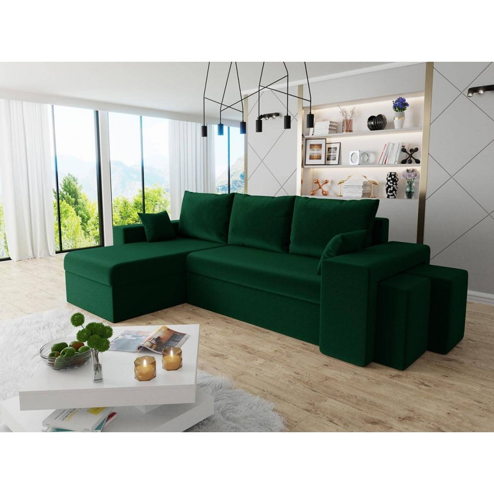 Γωνιακός καναπές Kansas-Prasino