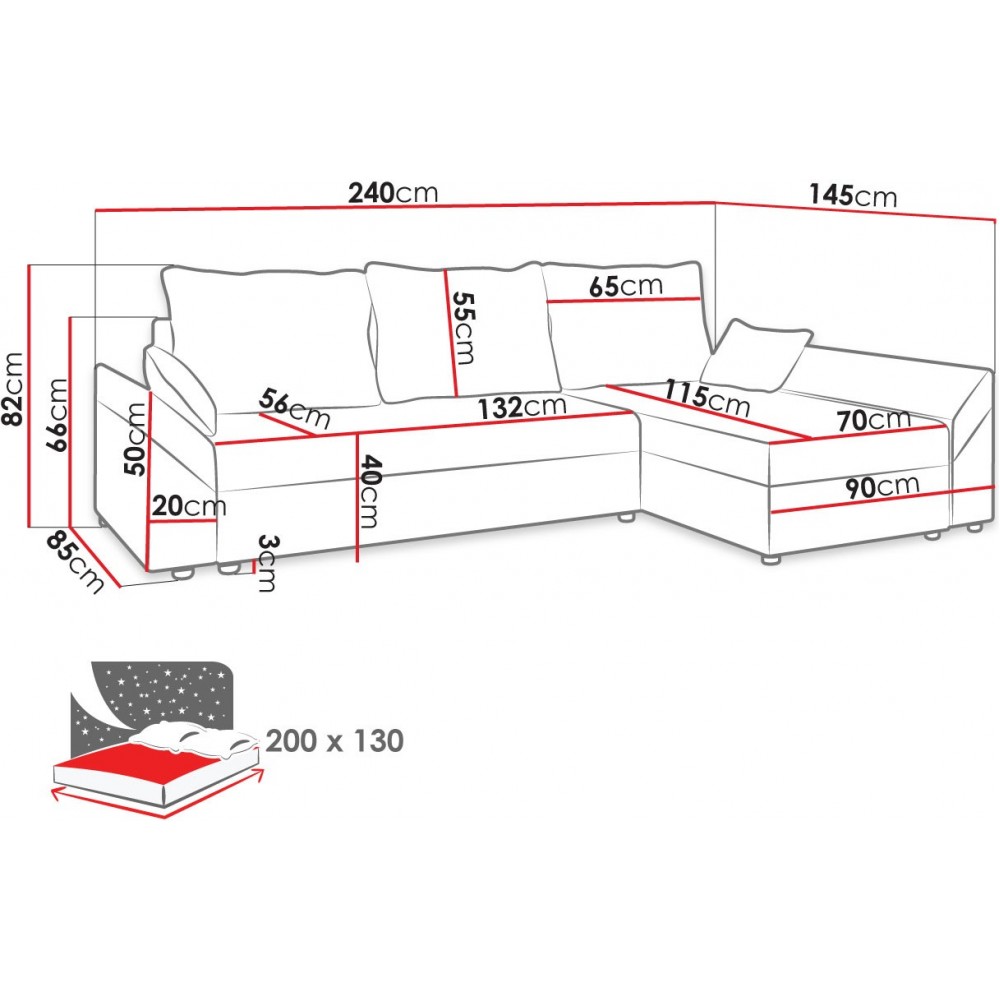 Γωνιακός καναπές Dante L-Gkri