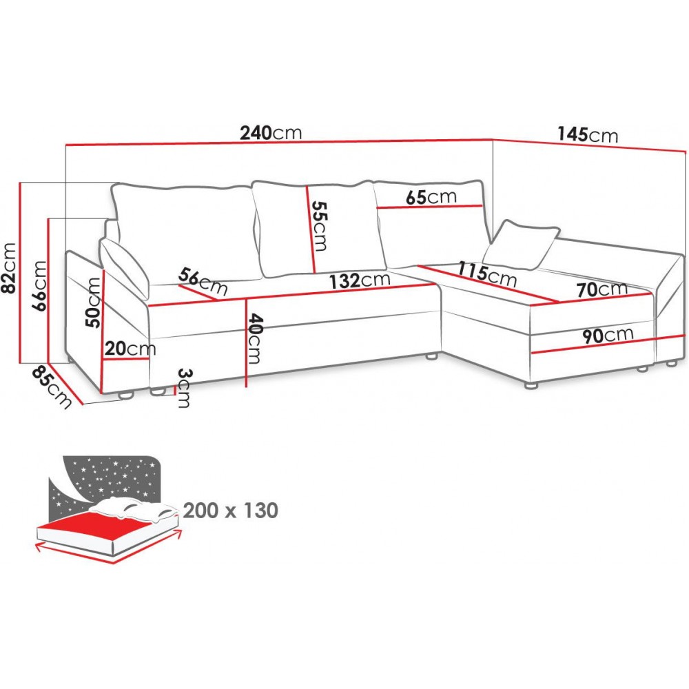 Γωνιακός καναπές Dante L-Mauro