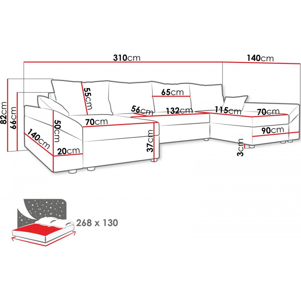 Γωνιακός καναπές Dante U-Gkri