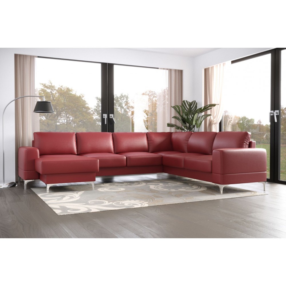 Γωνιακός καναπές Radial Max II LTHR-Kokkino-Αριστερή