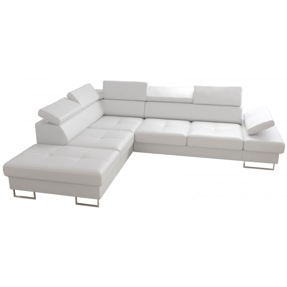 Γωνιακός καναπές Gelito LTHR-Leuko-Αριστερή