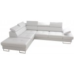 Γωνιακός καναπές Gelito LTHR-Leuko-Αριστερή