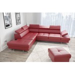 Γωνιακός καναπές Gelito LTHR-Kokkino-Αριστερή