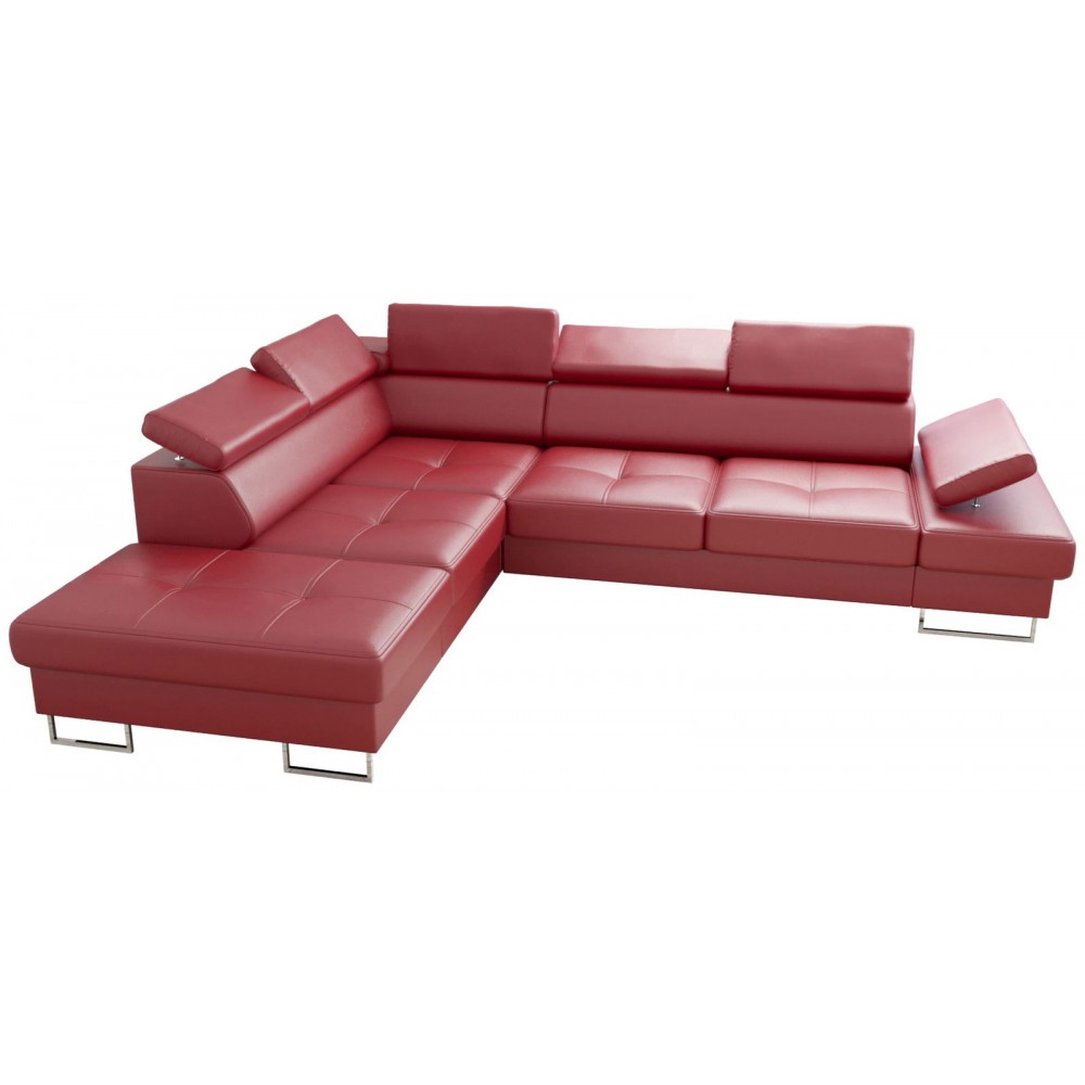 Γωνιακός καναπές Gelito LTHR-Kokkino-Αριστερή