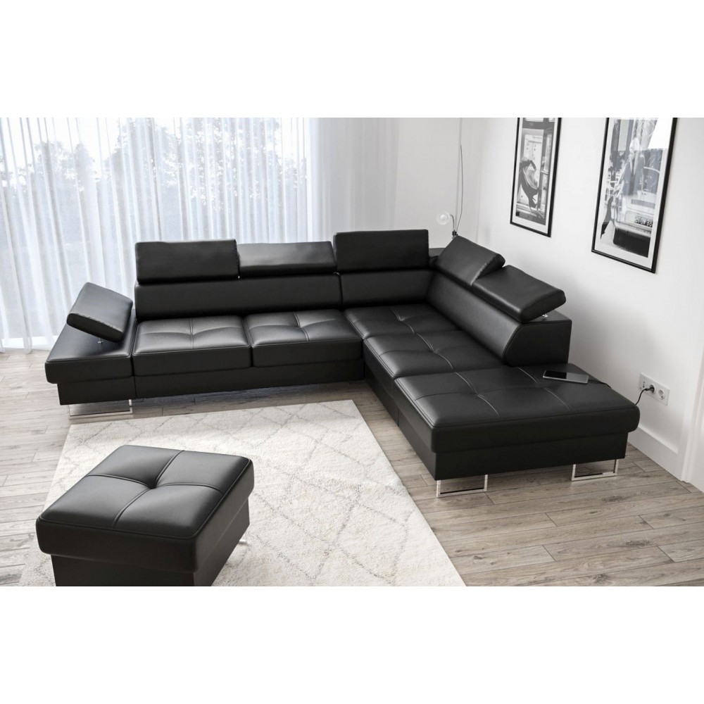 Γωνιακός καναπές Gelito LTHR-Mauro-Δεξιά