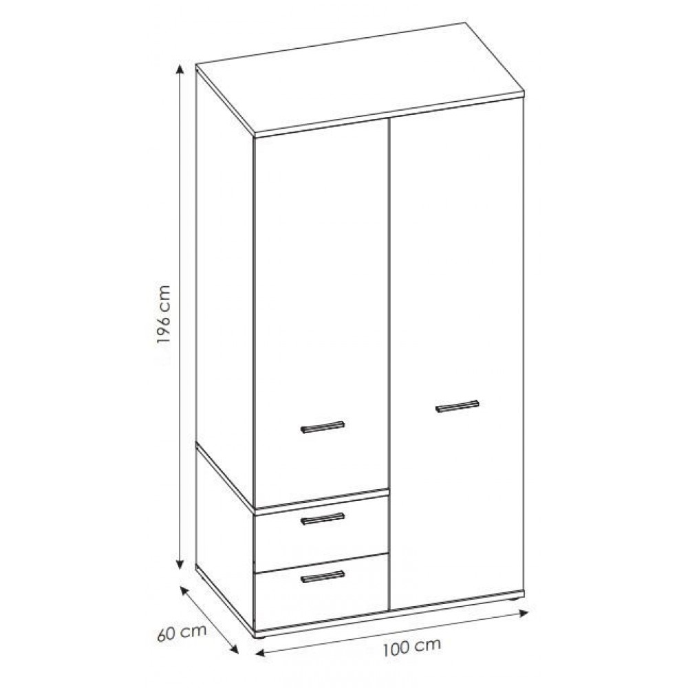 Ντουλάπα Newty δίφυλλη 2D2S