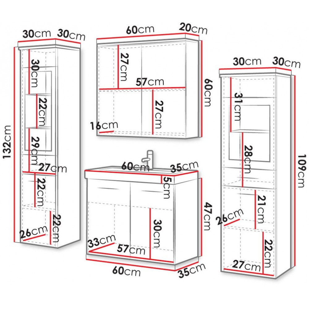 Σετ μπάνιου Madrit II-Leuko-Leuko gualistero