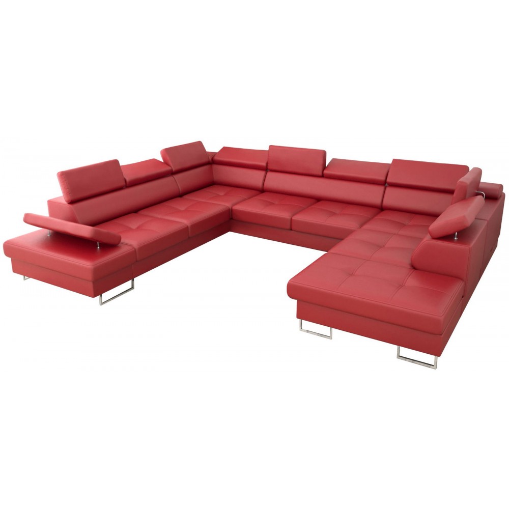 Γωνιακός καναπές Gelito Max I LTHR-Kokkino-Αριστερή