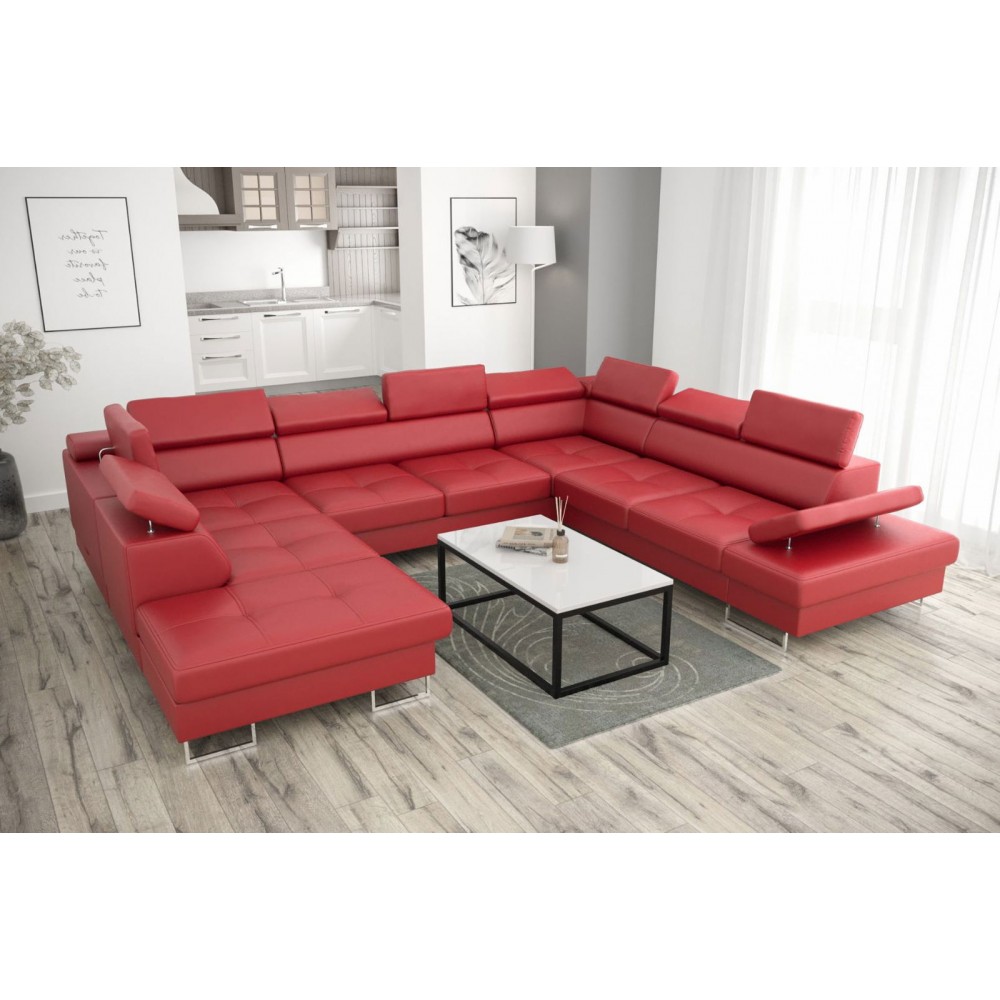 Γωνιακός καναπές Gelito Max I LTHR-Kokkino-Δεξιά