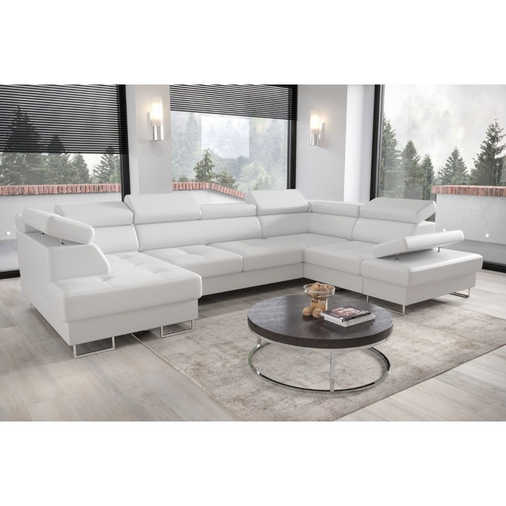 Γωνιακός καναπές Gelito Max II LTHR-Leuko-Δεξιά