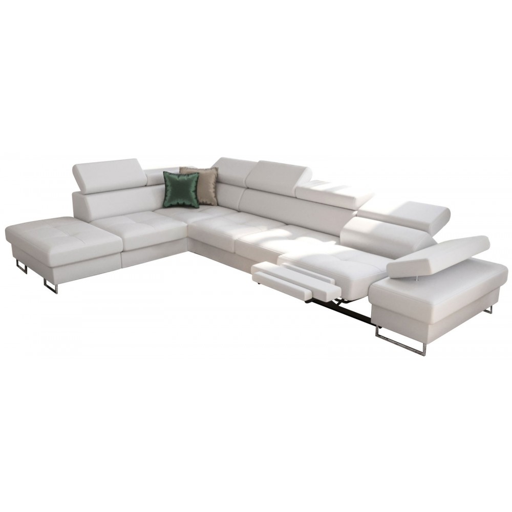 Γωνιακός καναπές Gelito Relax LTHR-Leuko-Αριστερή