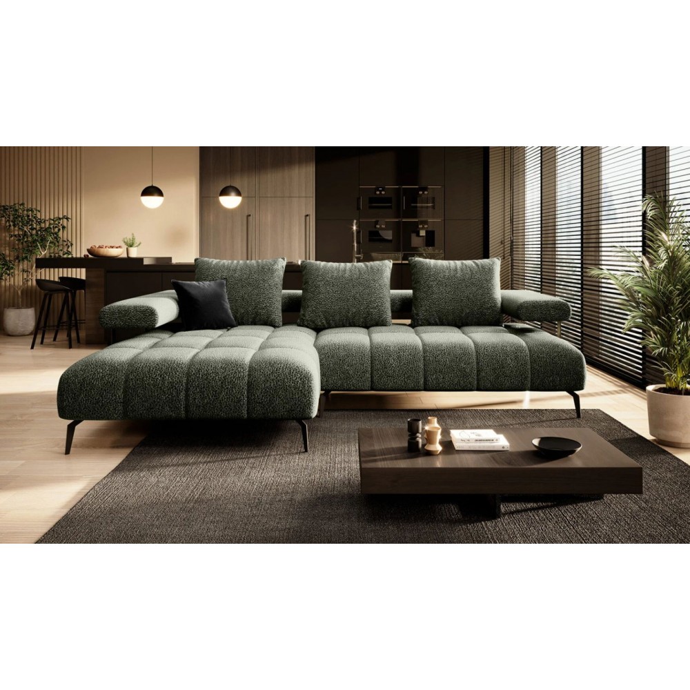 Γωνιακός καναπές Magnito-Prasino-Αριστερή