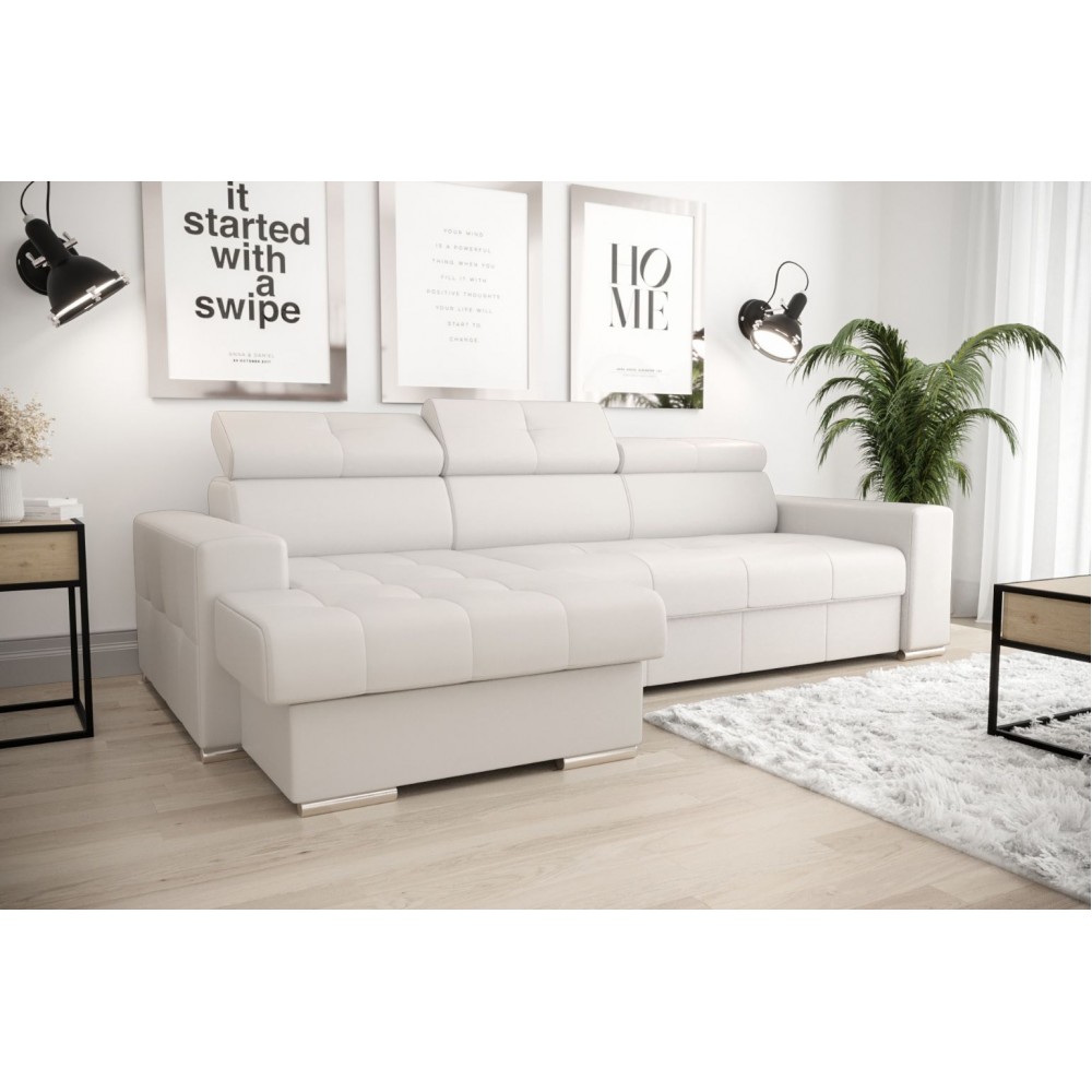 Γωνιακός καναπές April mini  Eco LTHR-Leuko-Αριστερή