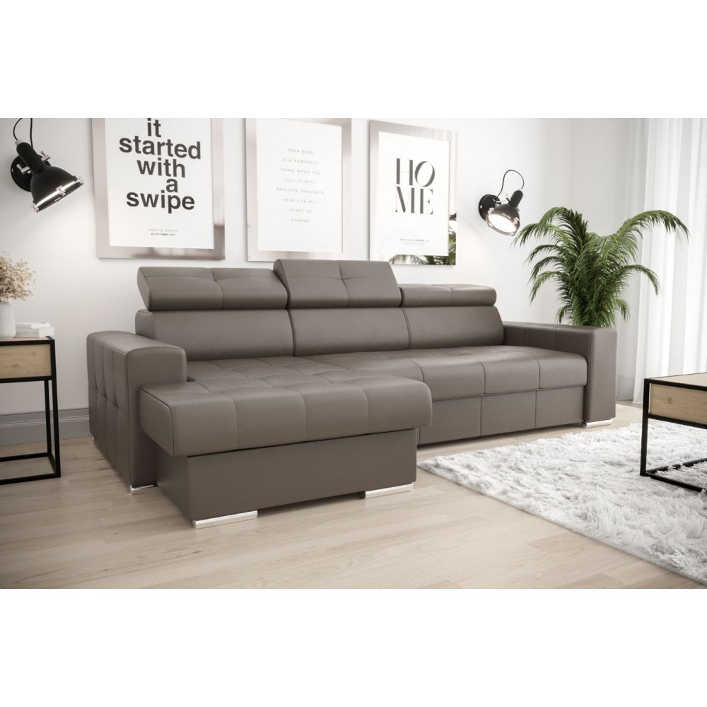 Γωνιακός καναπές April mini  Eco LTHR-Kafe-Αριστερή